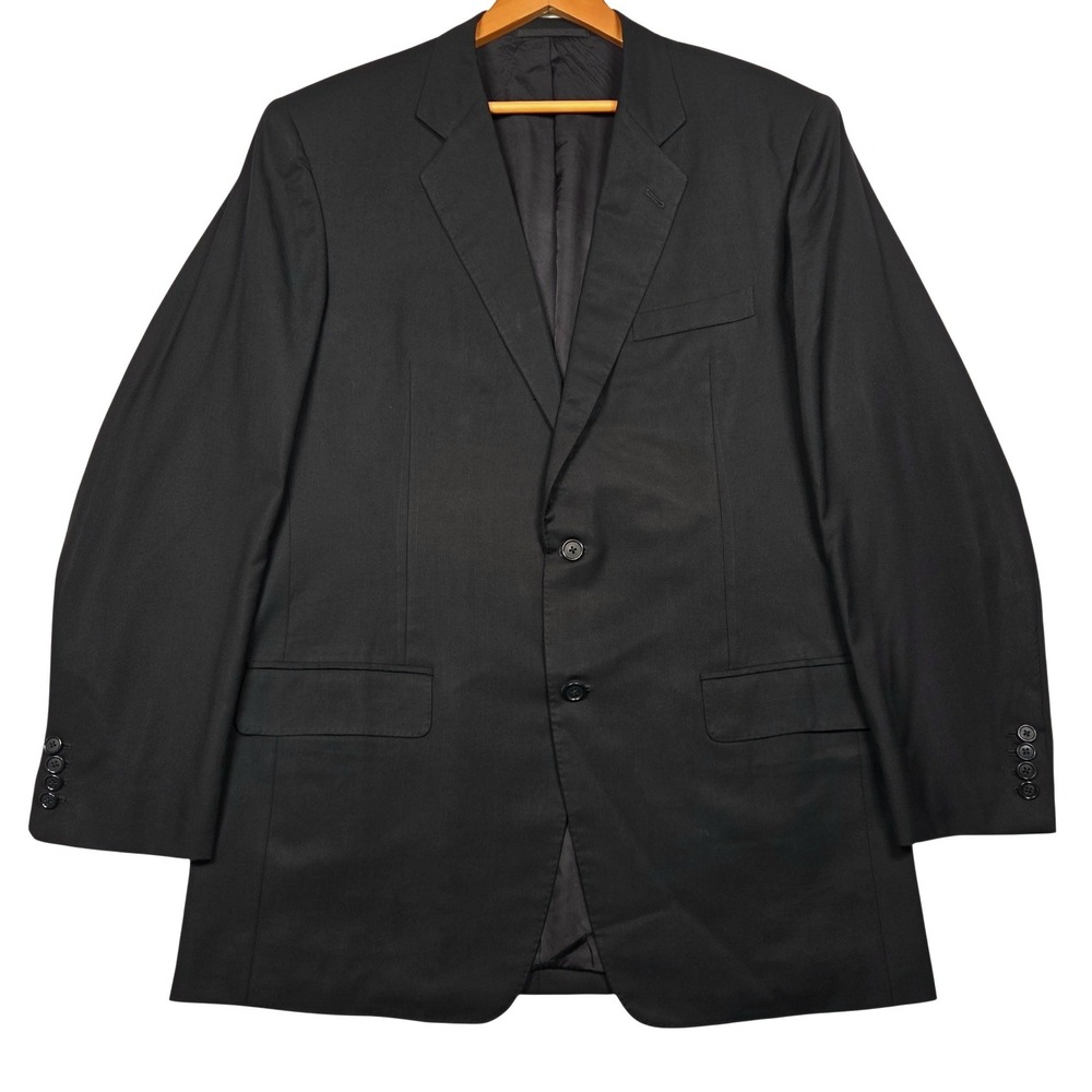 Loro Piana Super 120s Four Seasons Vtg Wool Suit Jacket Blazer Black Custom 46L